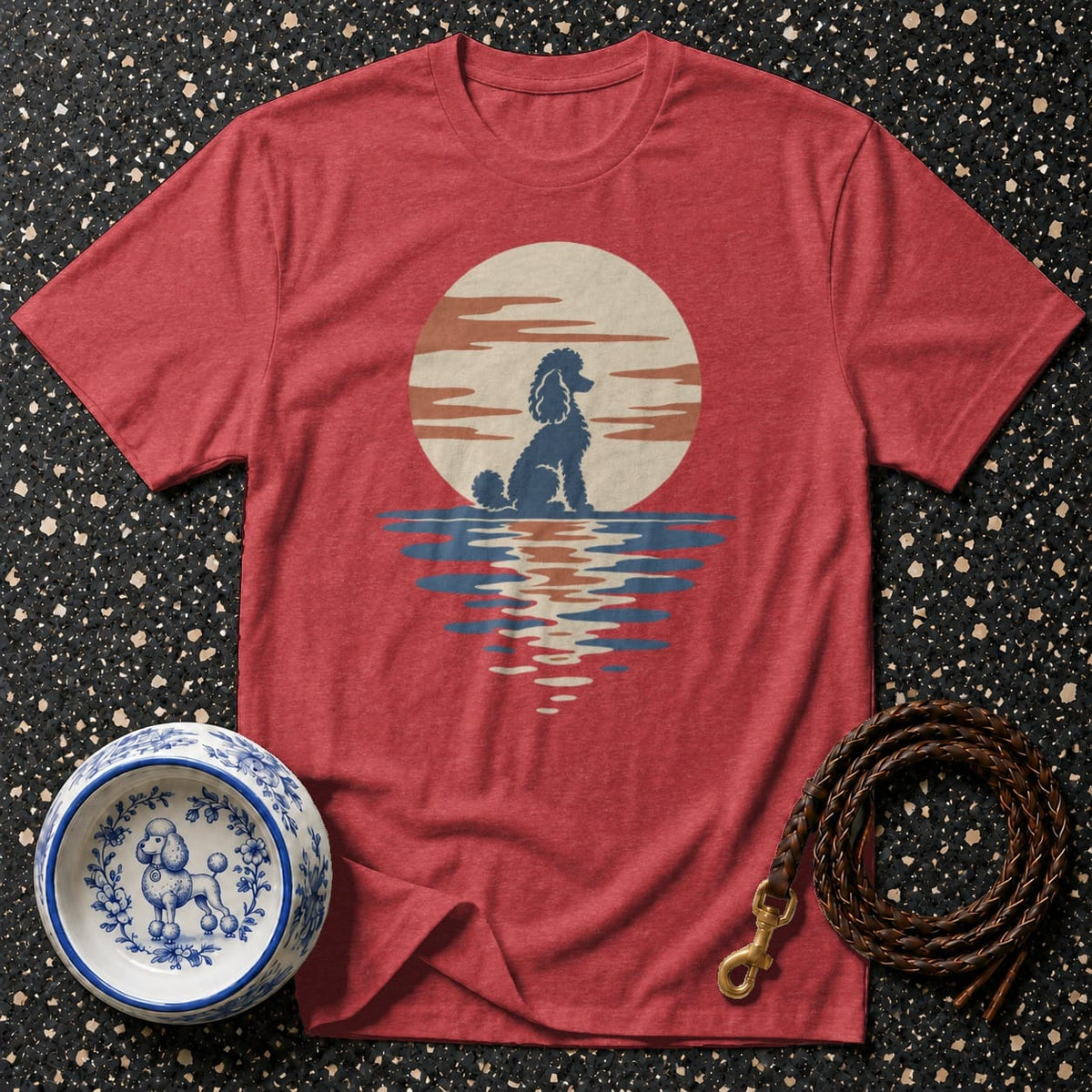 T-shirt Retro Sunset Poodle T-Shirt Poodle Sunset T-Shirt | Premium Dog Apparel