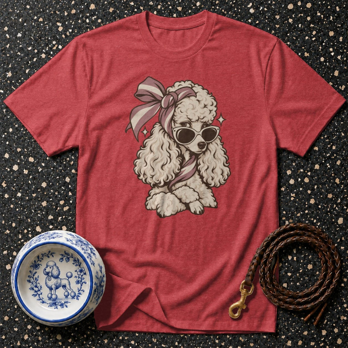 T-shirt Vintage Chic Poodle T-Shirt Poodle with Sunglasses T-Shirt | Premium Dog Apparel