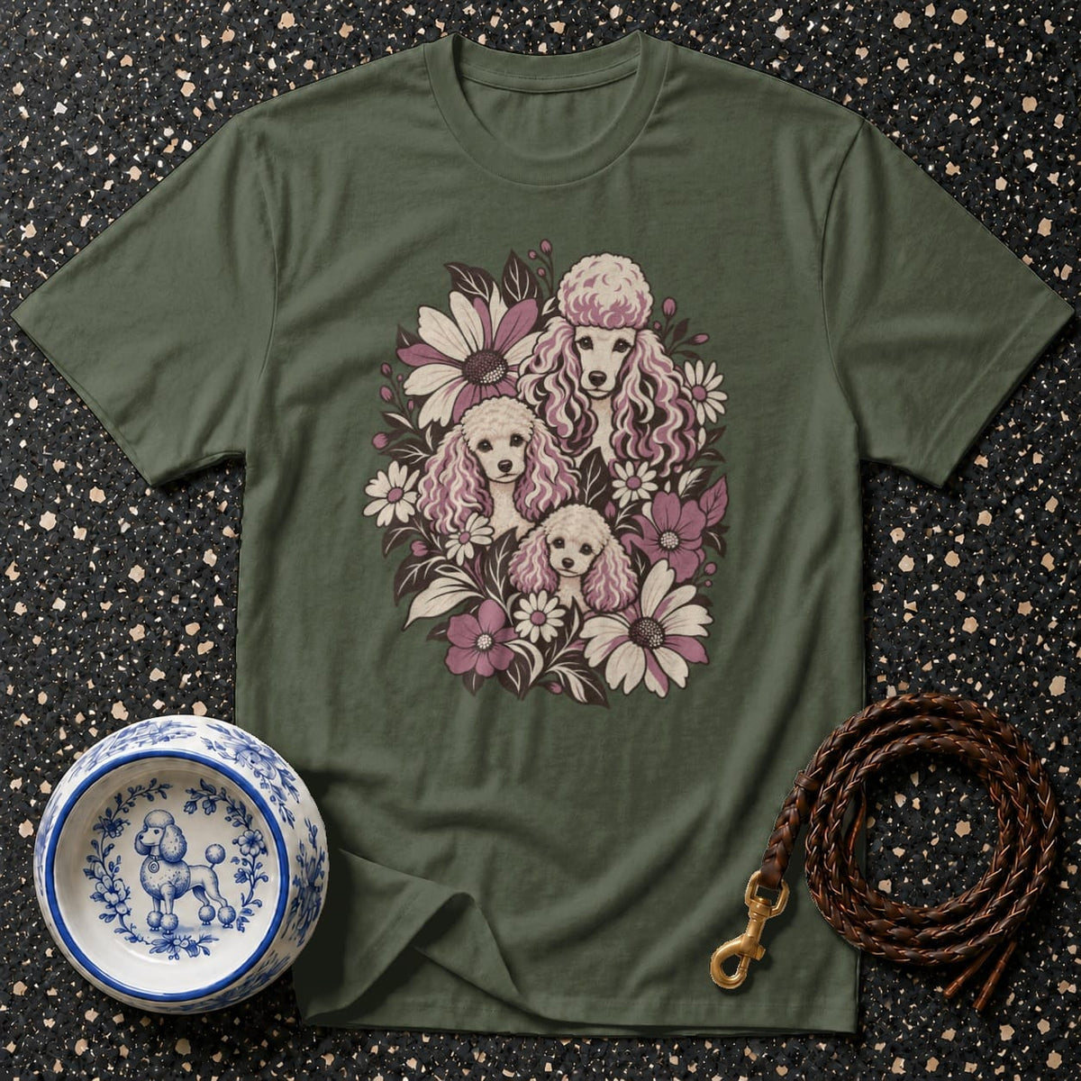 T-shirt Vintage Floral Poodle T-Shirt Poodle Family T-Shirt | Premium Dog Apparel