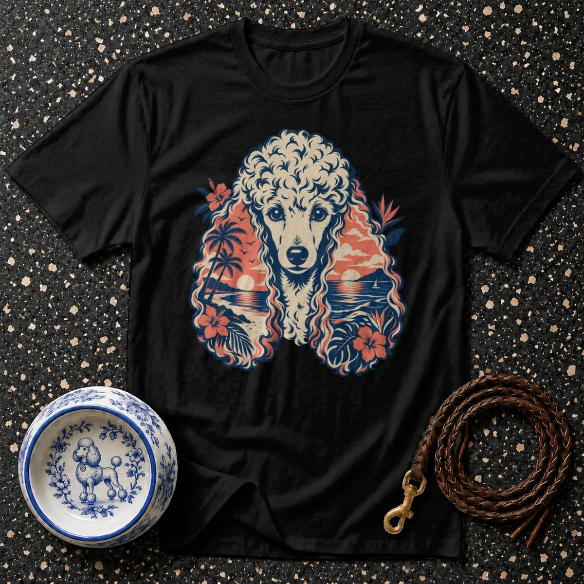 T-shirt Tropical Sunset Poodle T-Shirt Poodle Tropical Sunset T-Shirt | Premium Dog Apparel