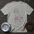 Gray t-shirt with a line drawing of a poodle and text "ONE OF ONE".