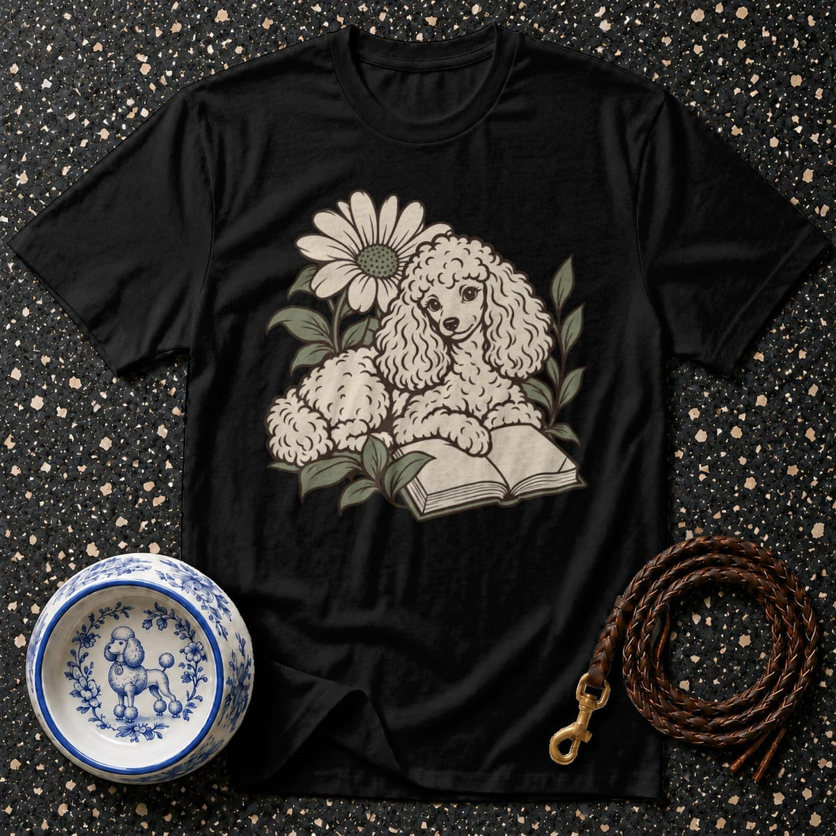T-shirt Botanical Reading Poodle T-Shirt Poodle Reading T-Shirt | Premium Dog Apparel