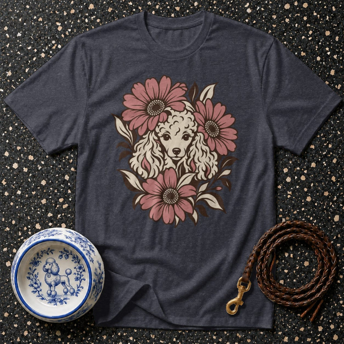 T-shirt Vintage Floral Poodle T-Shirt Poodle Floral Graphic T-Shirt | Premium Dog Apparel