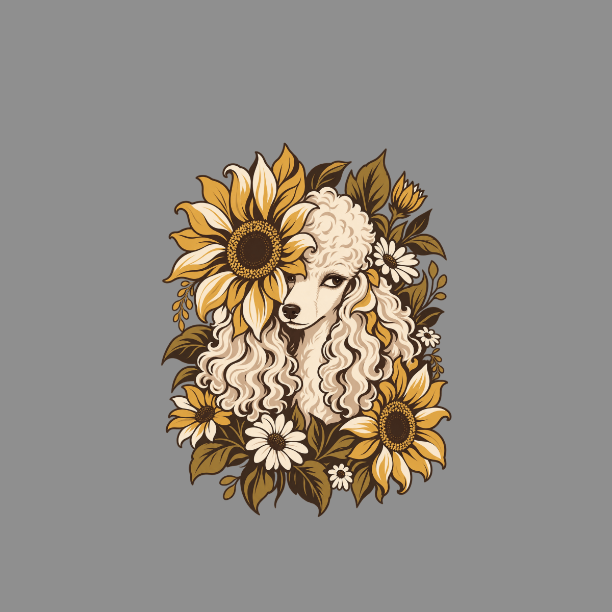 T-shirt Sunflower Poodle Bloom T-Shirt Poodle Sunflower T-Shirt | Premium Dog Apparel