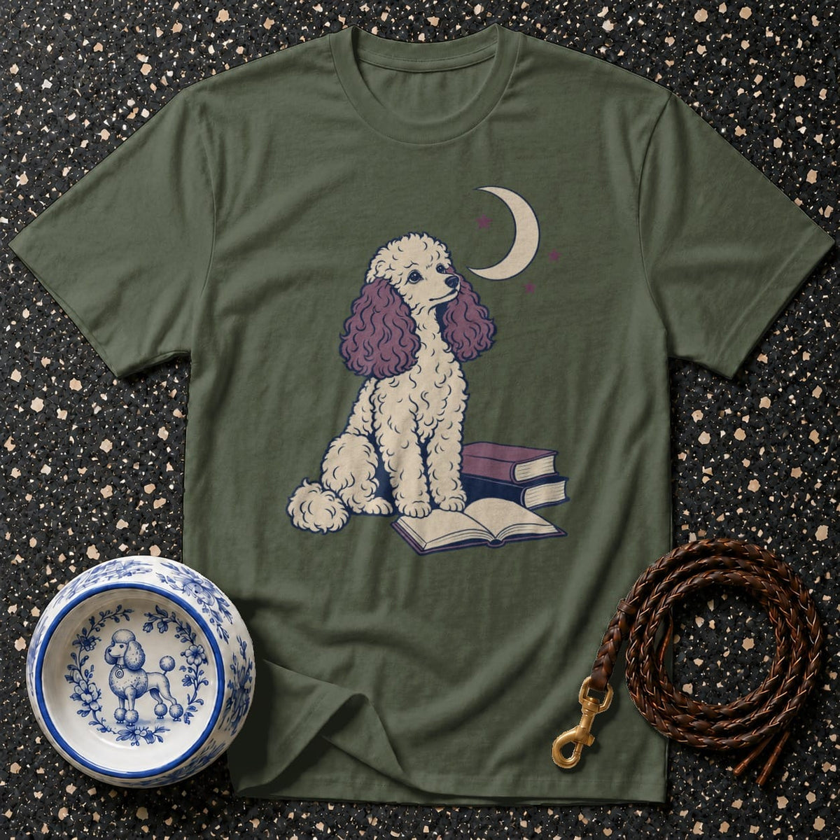 T-shirt Midnight Scholar Poodle T-Shirt Poodle Reading T-Shirt | Dreamy Dog Apparel