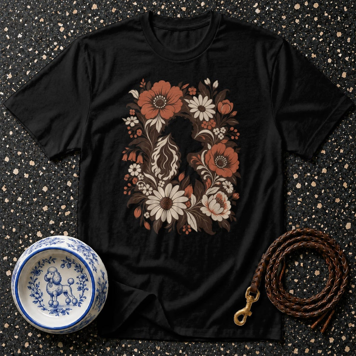 T-shirt Floral Poodle Silhouette T-Shirt Poodle Floral Silhouette T-Shirt | Premium Apparel