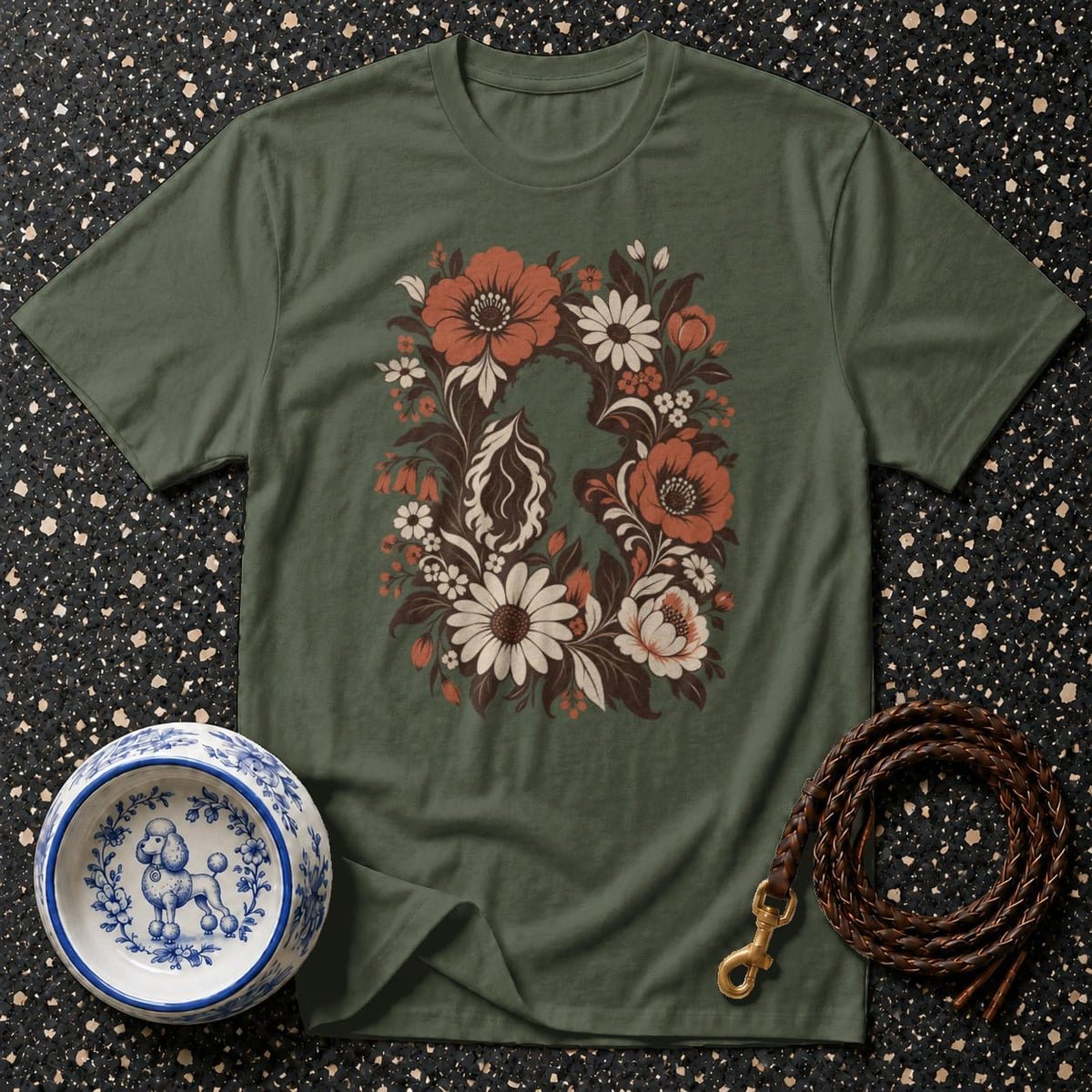 T-shirt Floral Poodle Silhouette T-Shirt Poodle Floral Silhouette T-Shirt | Premium Apparel