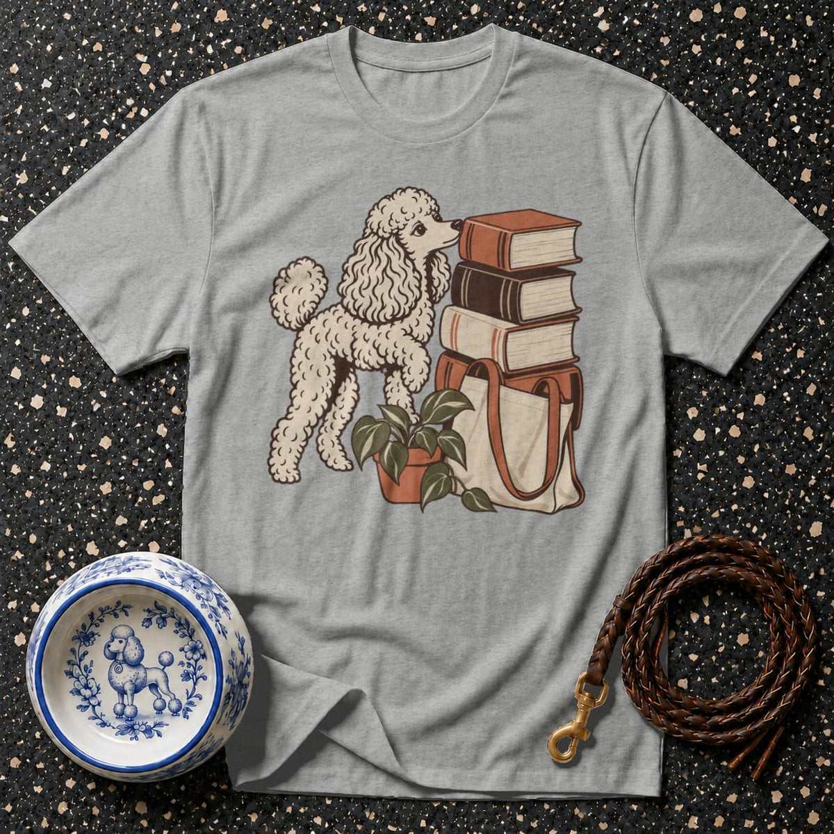 T-shirt Bookish Poodle Graphic T-Shirt Poodle Reading T-Shirt | Premium Dog Lover Apparel