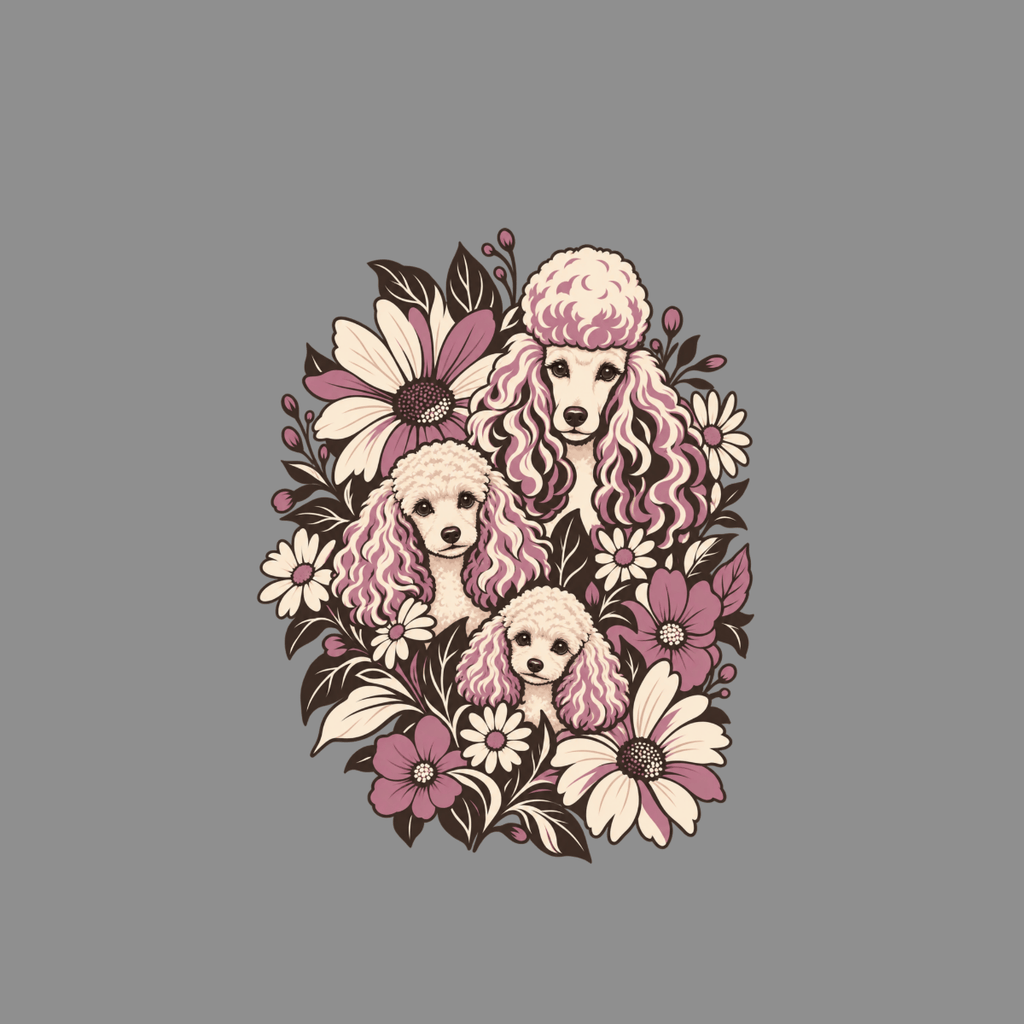 T-shirt Vintage Floral Poodle T-Shirt Poodle Family T-Shirt | Premium Dog Apparel