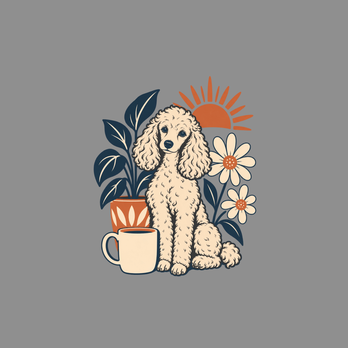 T-shirt Retro Poodle Morning T-Shirt Retro Poodle T-Shirt | Vintage Floral Dog Tee