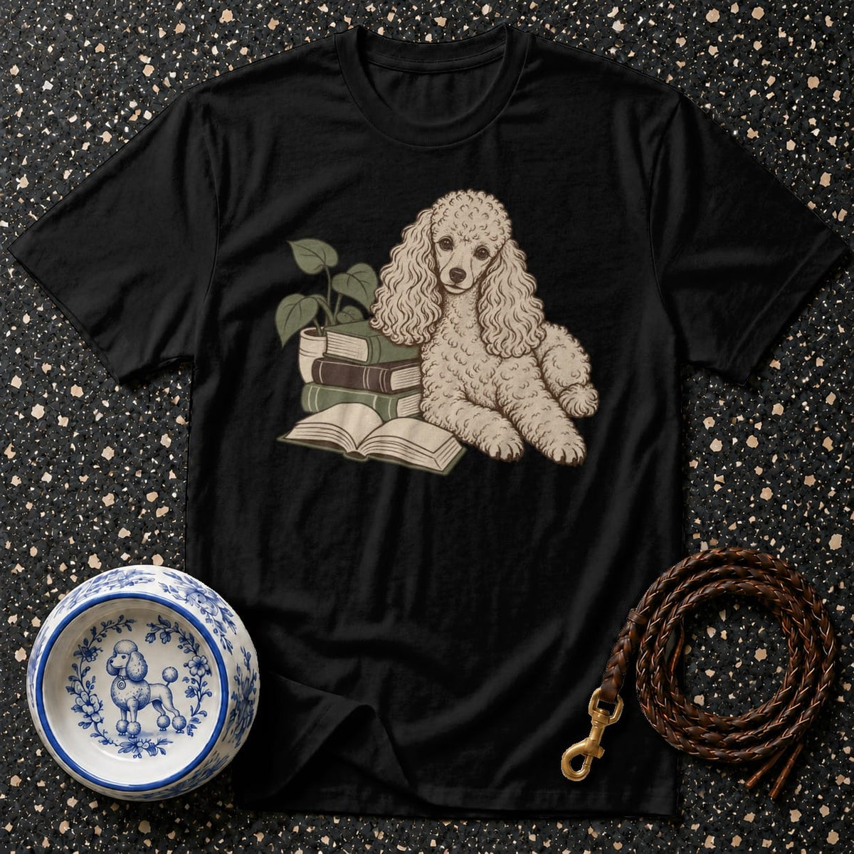 T-shirt Vintage Bookworm Poodle T-Shirt Poodle Reading T-Shirt | Book Lover Apparel