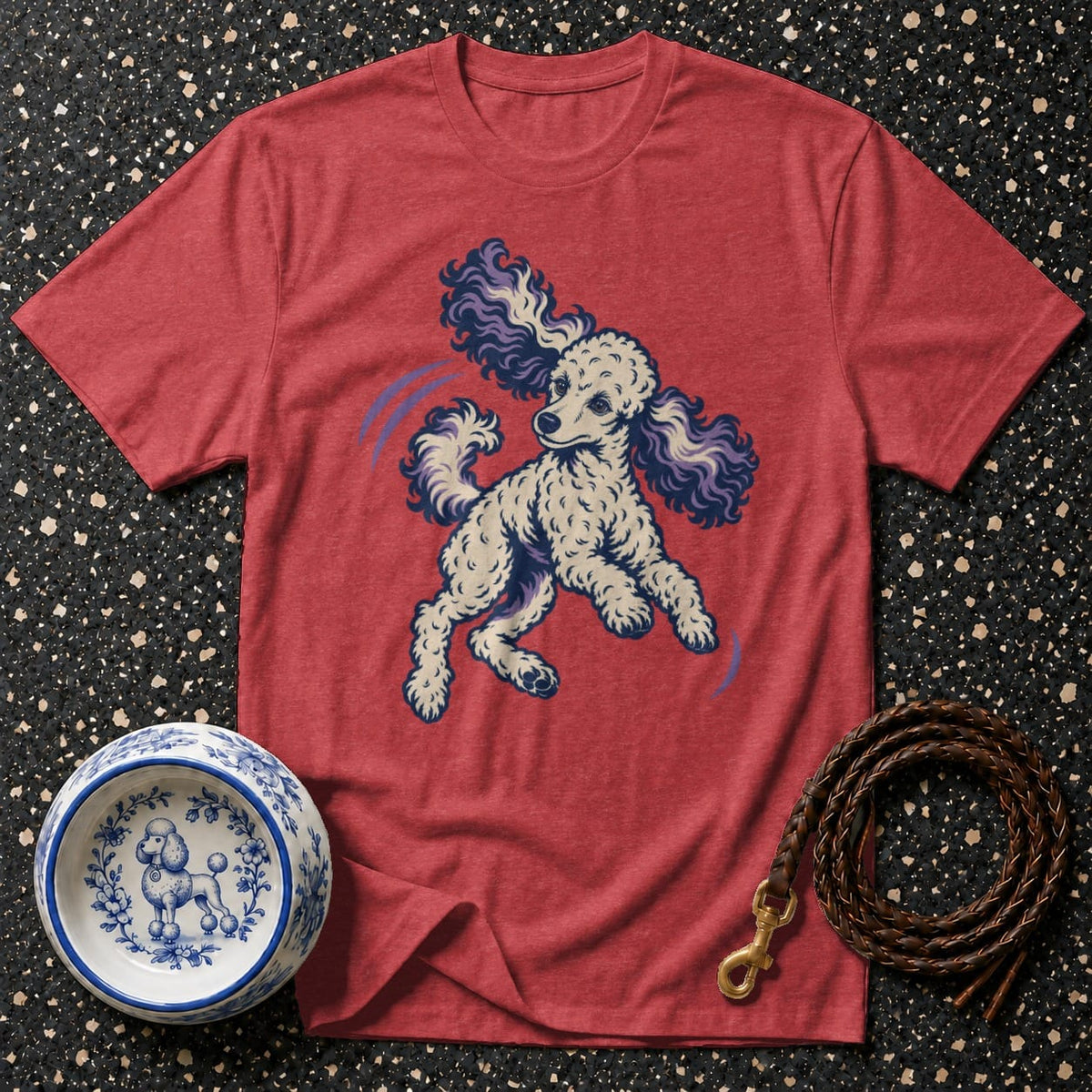 T-shirt Playful Dancing Poodle T-Shirt Poodle Art T-Shirt | Premium Dog Apparel