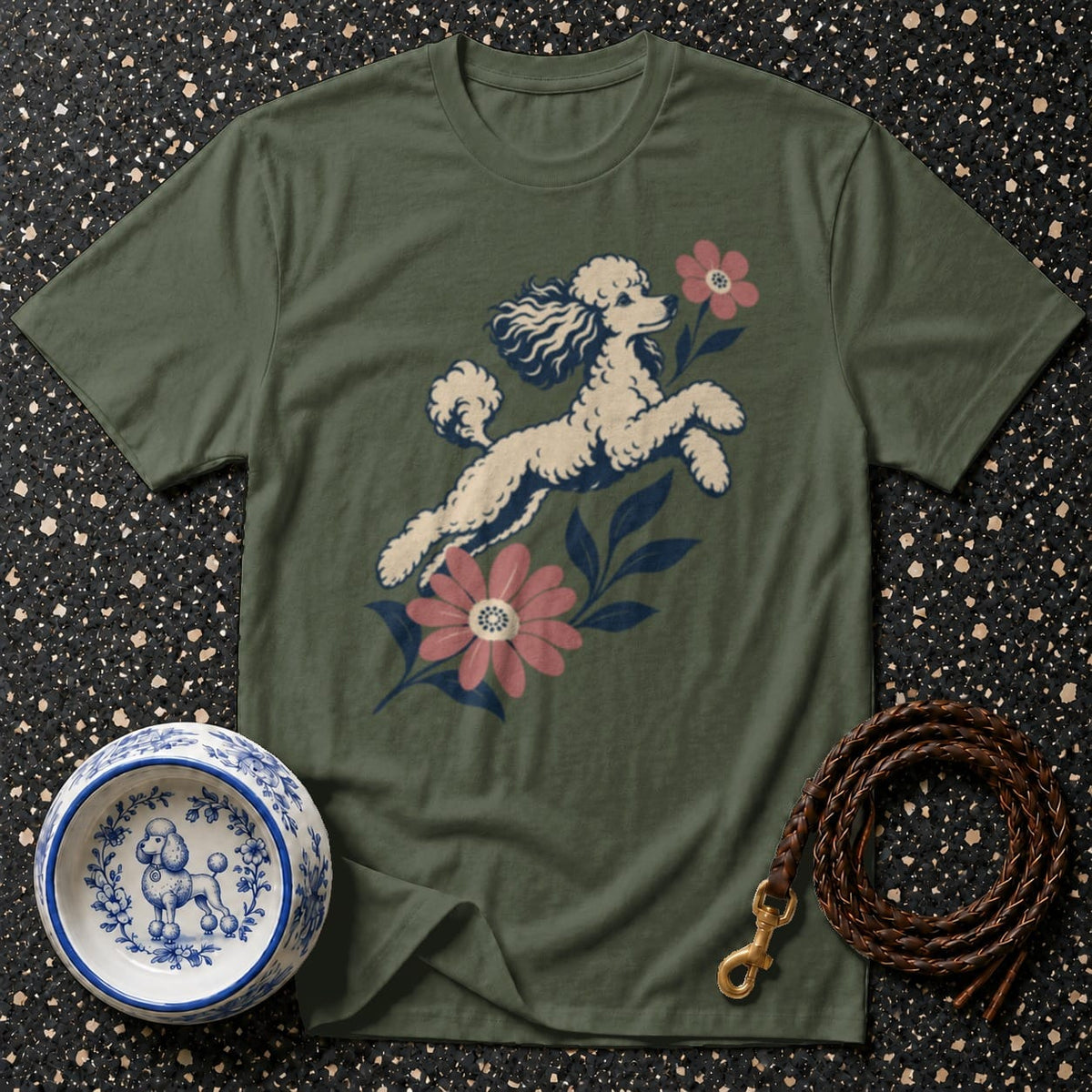 T-shirt Vintage Floral Poodle T-Shirt Vintage Poodle T-Shirt | Retro Floral Dog Tee
