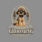 Poodle with bow tie and text "GENERATIONAL GROOMING" and "SNARK & CURLS SOCIAL CLUB."