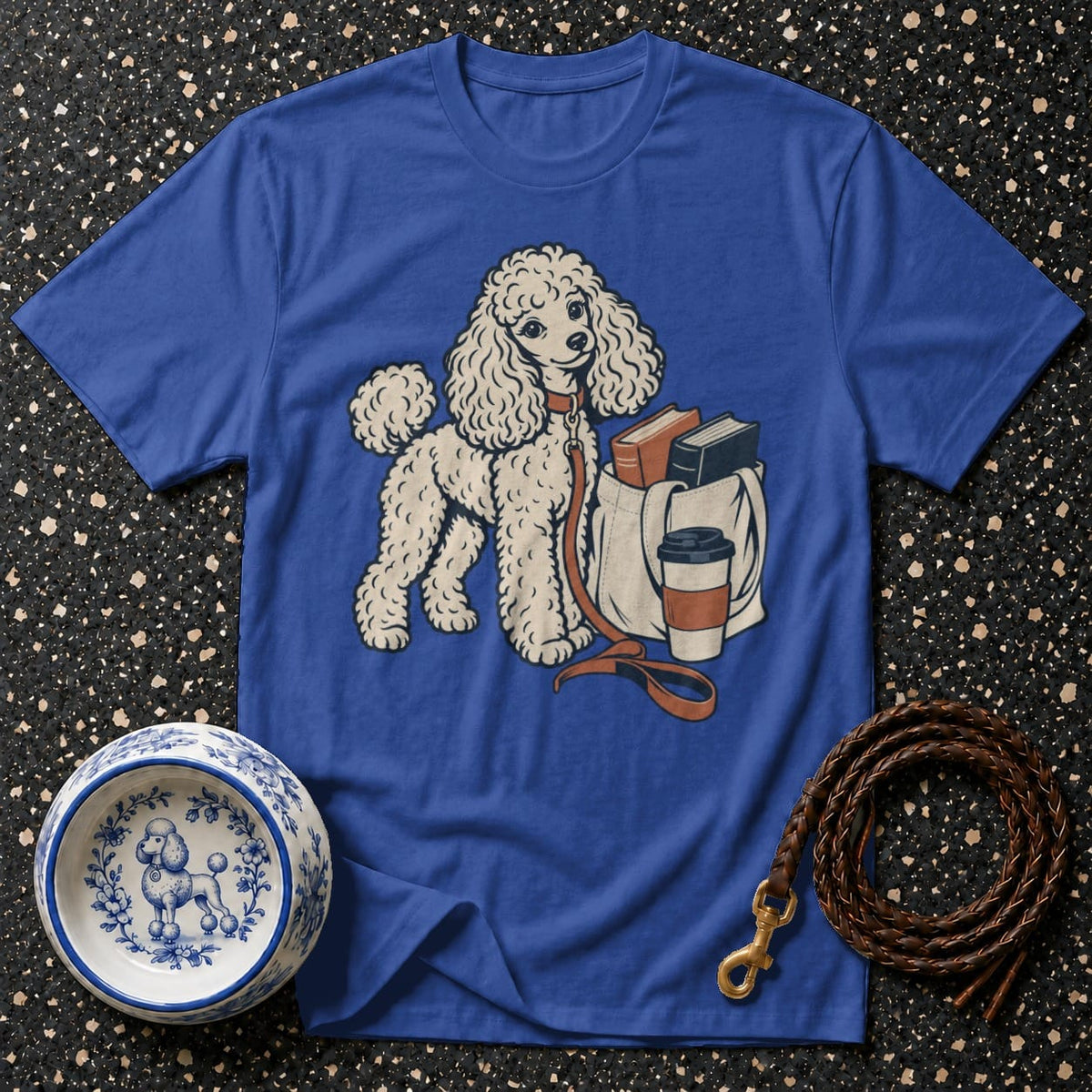 T-shirt Cozy Poodle Book Club T-Shirt Poodle Coffee & Books T-Shirt | Premium Dog Apparel