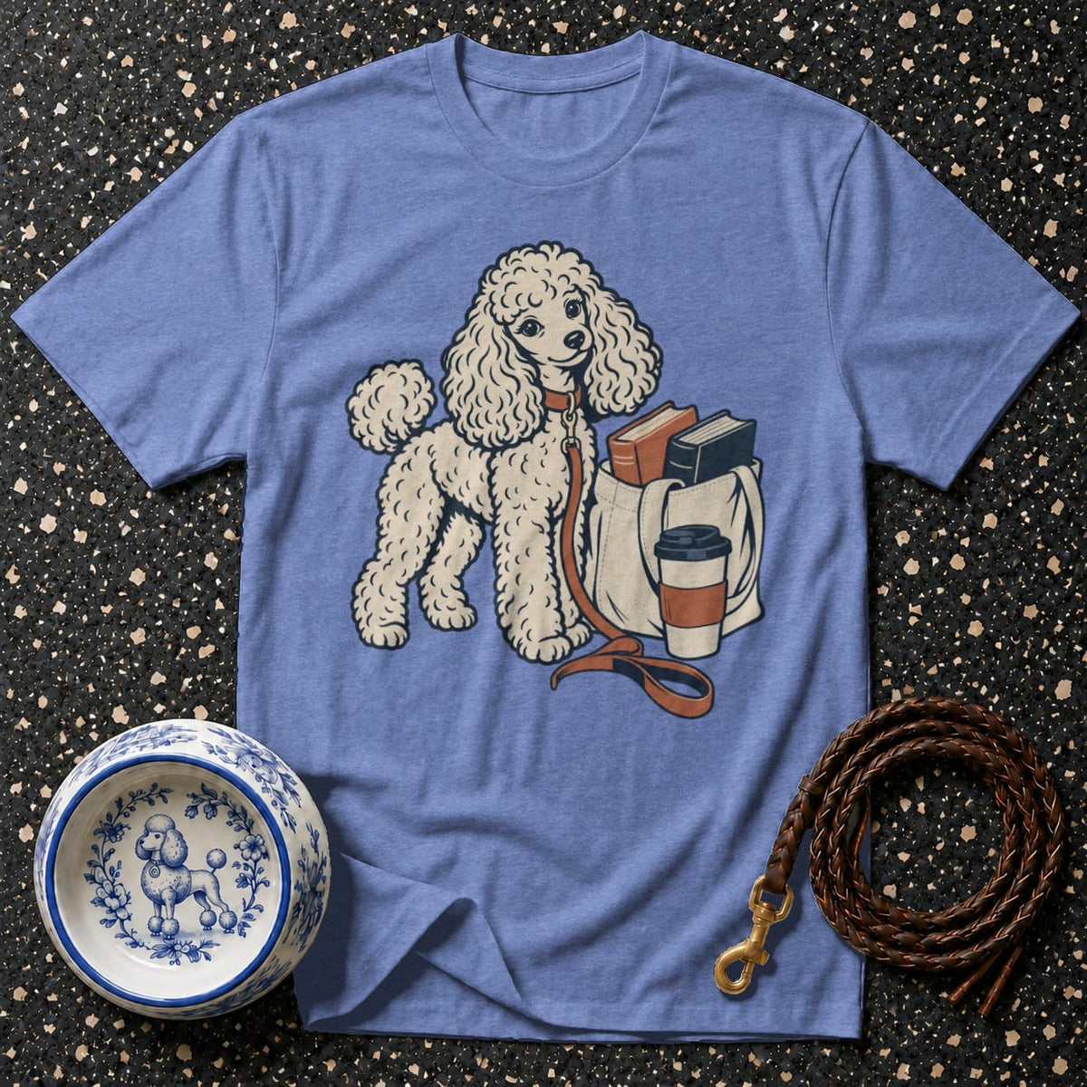 T-shirt Cozy Poodle Book Club T-Shirt Poodle Coffee & Books T-Shirt | Premium Dog Apparel
