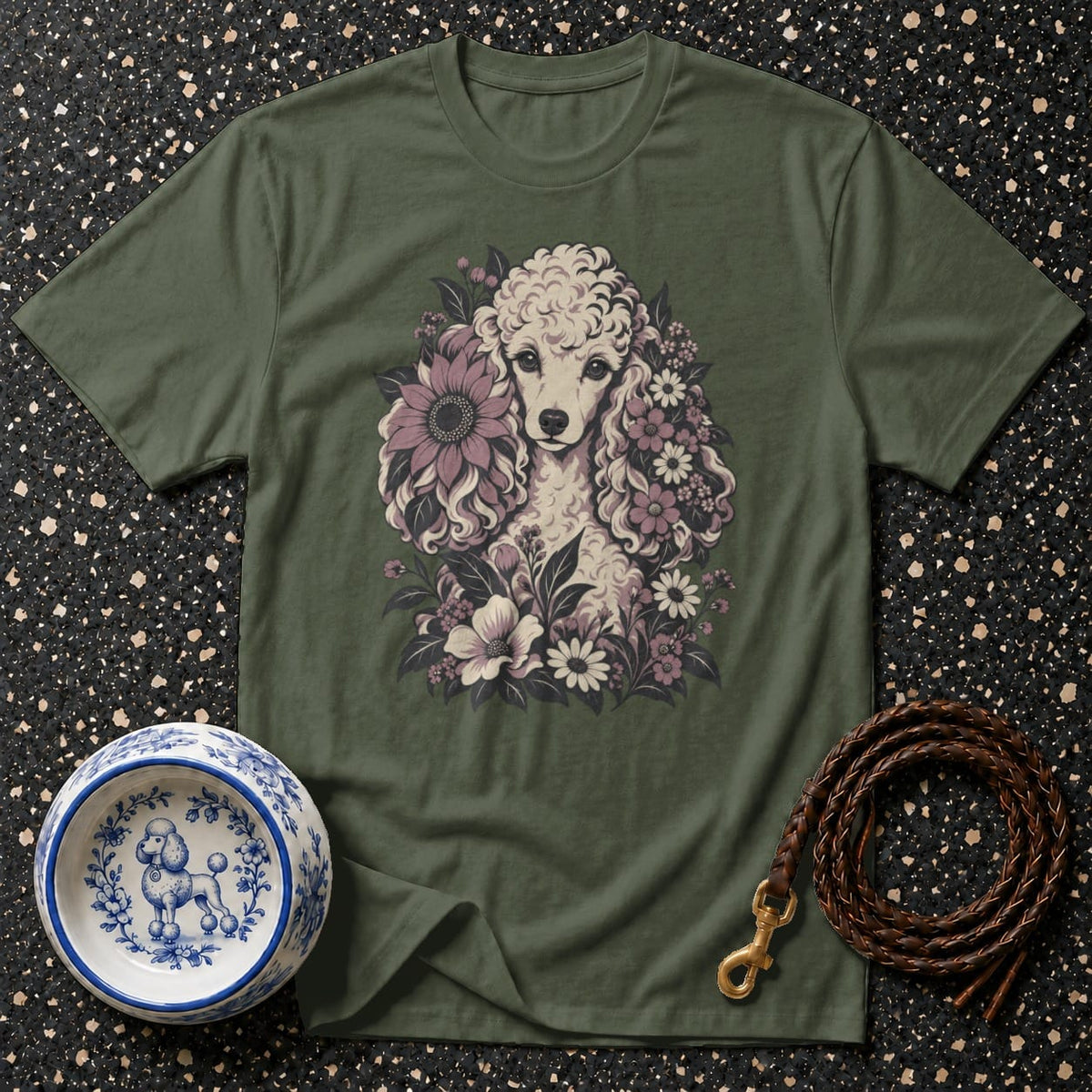 T-shirt Vintage Floral Poodle T-Shirt Poodle Floral Art T-Shirt | Premium Dog Apparel