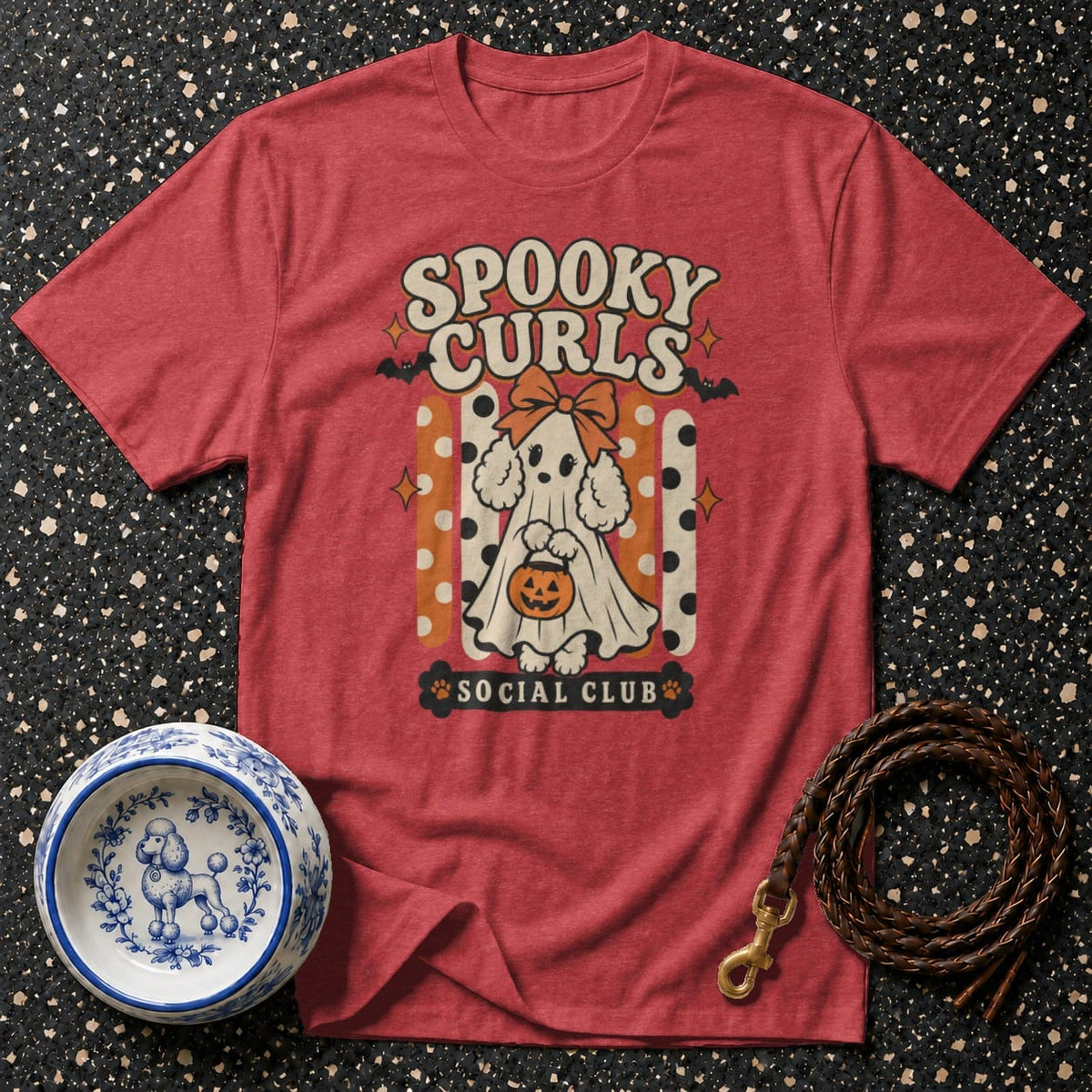 Spooky Curls Ghost Poodle T-Shirt Spooky Curls Ghost Dog T-Shirt | Premium Apparel