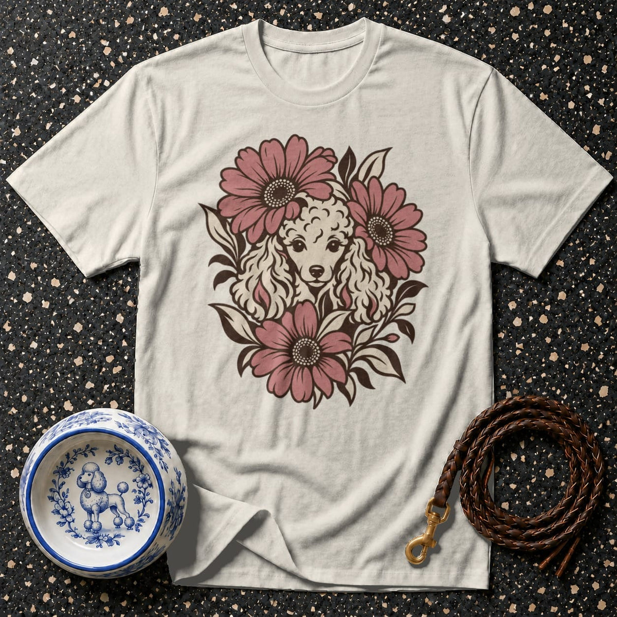 T-shirt Vintage Floral Poodle T-Shirt Poodle Floral Graphic T-Shirt | Premium Dog Apparel