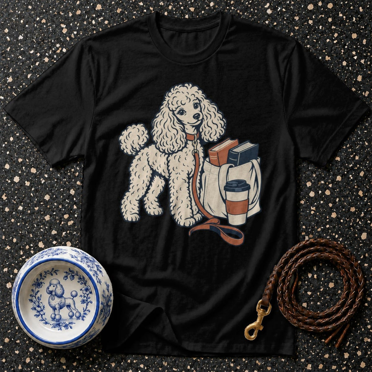 T-shirt Cozy Poodle Book Club T-Shirt Poodle Coffee & Books T-Shirt | Premium Dog Apparel