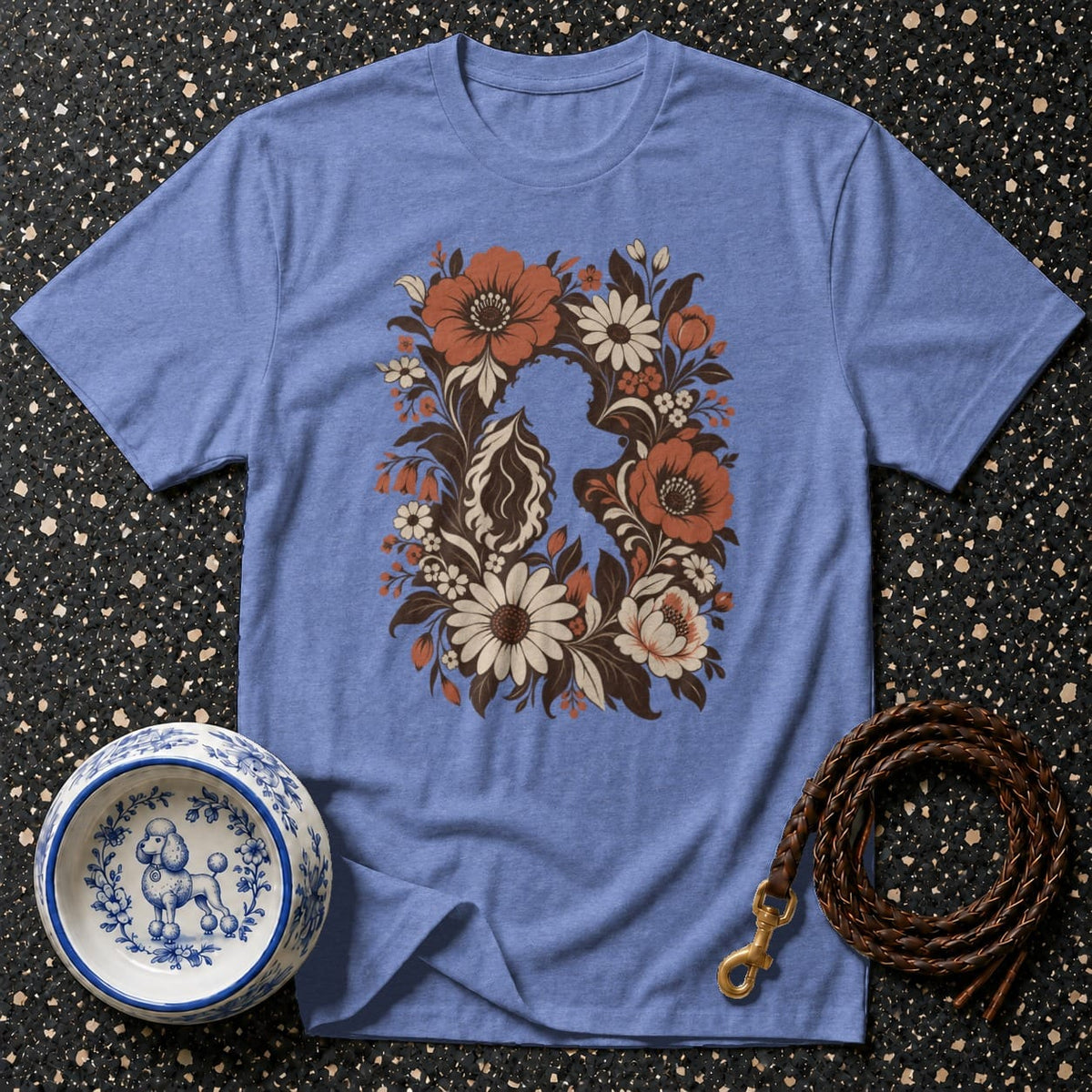 T-shirt Floral Poodle Silhouette T-Shirt Poodle Floral Silhouette T-Shirt | Premium Apparel