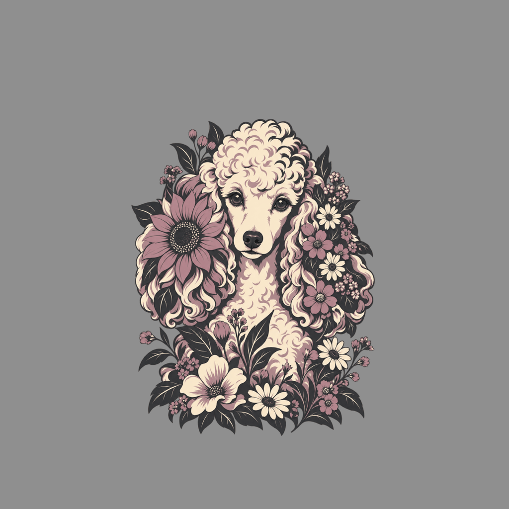 T-shirt Vintage Floral Poodle T-Shirt Poodle Floral Art T-Shirt | Premium Dog Apparel