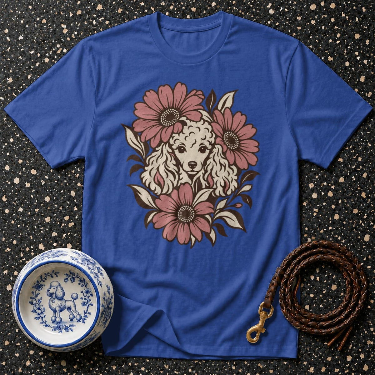 T-shirt Vintage Floral Poodle T-Shirt Poodle Floral Graphic T-Shirt | Premium Dog Apparel