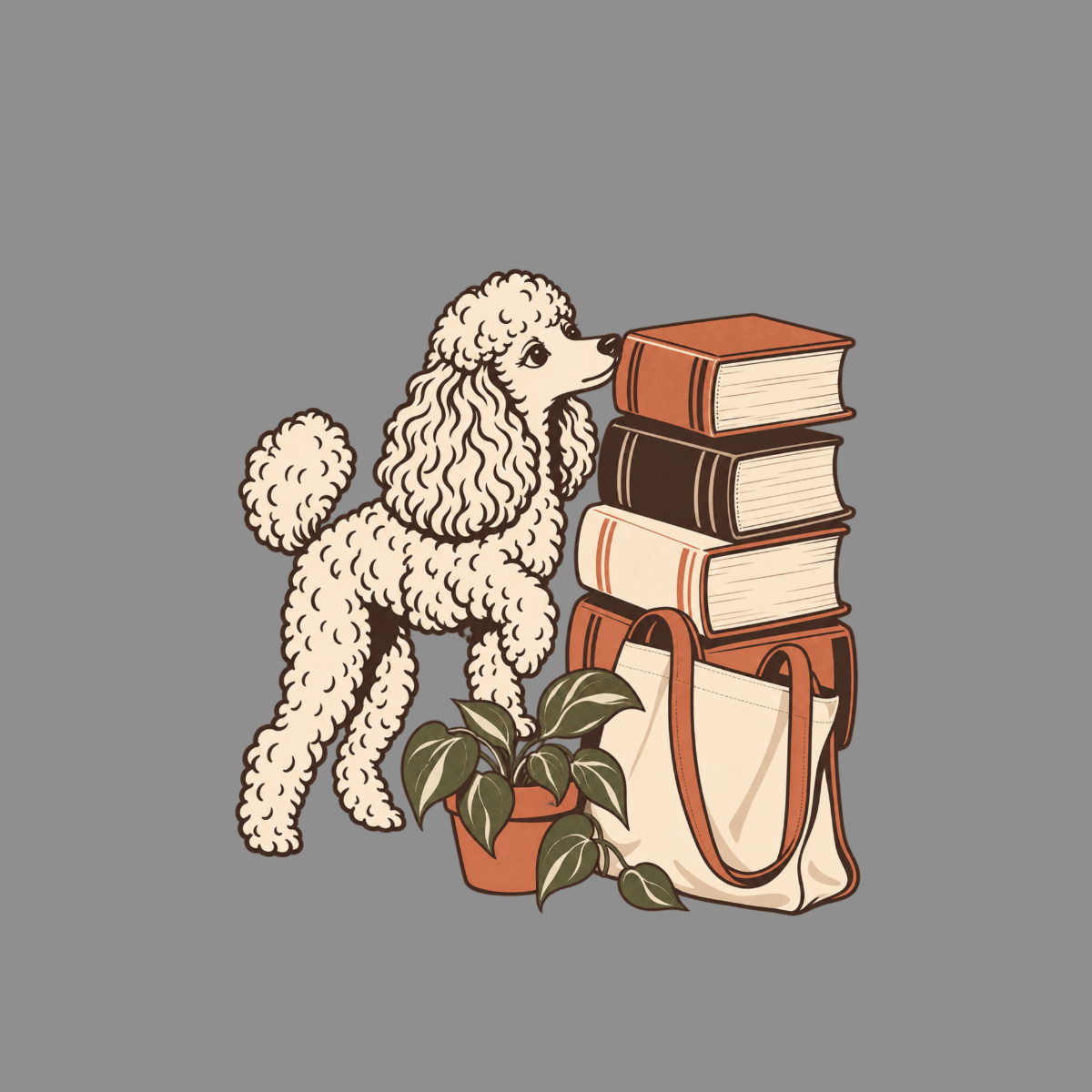 T-shirt Bookish Poodle Graphic T-Shirt Poodle Reading T-Shirt | Premium Dog Lover Apparel
