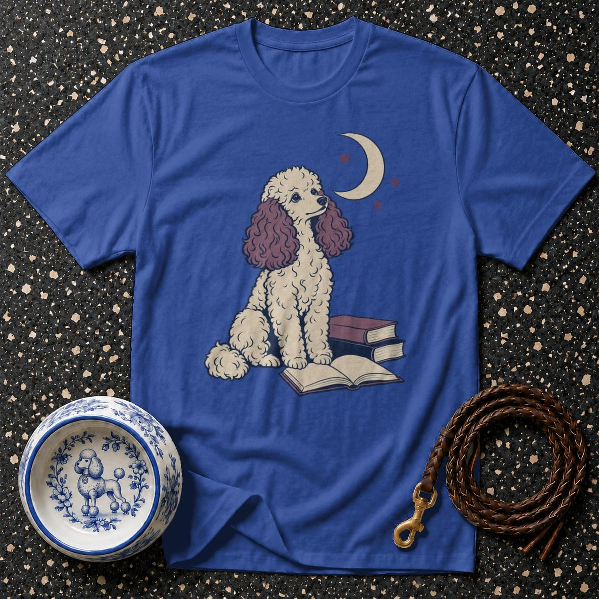 T-shirt Midnight Scholar Poodle T-Shirt Poodle Reading T-Shirt | Dreamy Dog Apparel