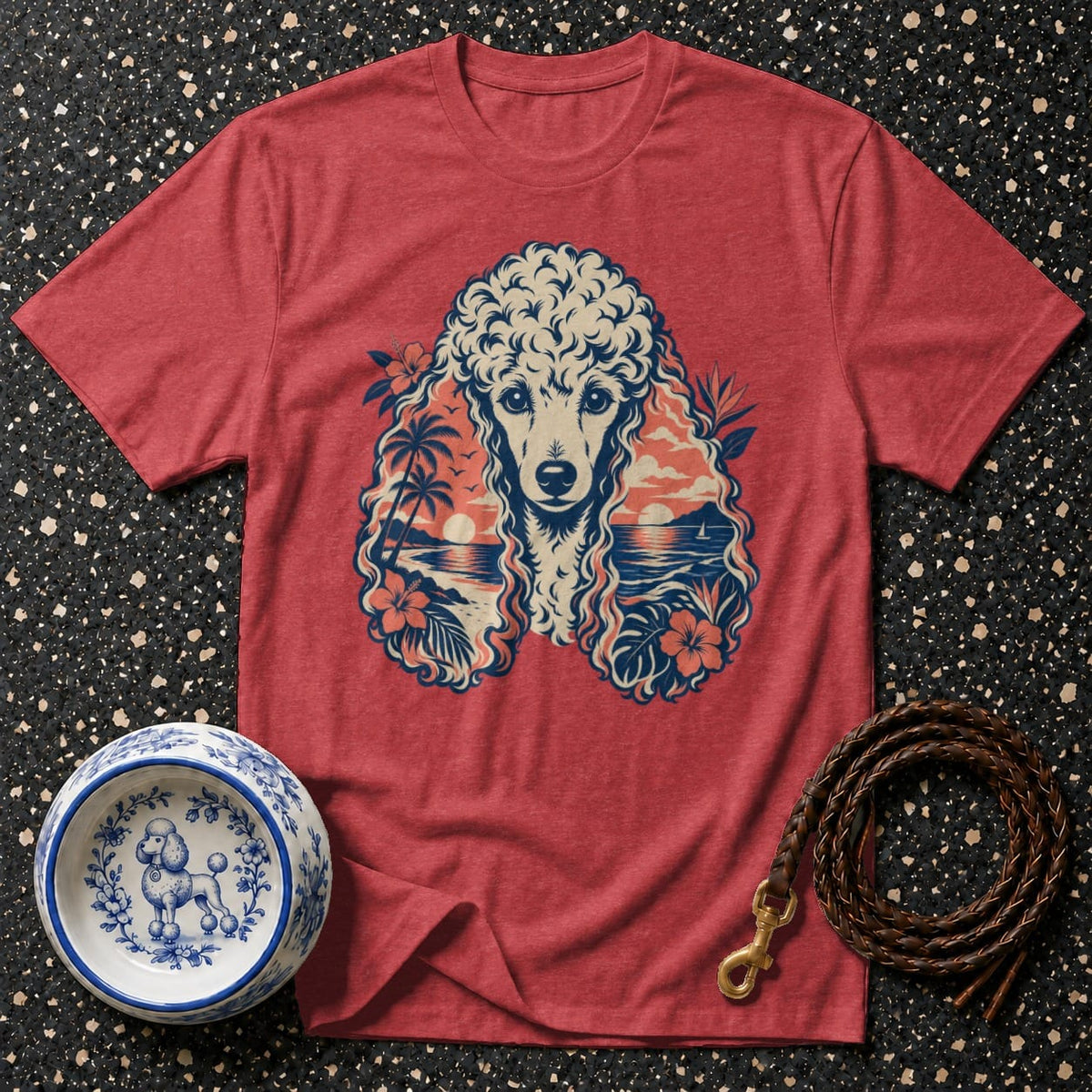 T-shirt Tropical Sunset Poodle T-Shirt Poodle Tropical Sunset T-Shirt | Premium Dog Apparel