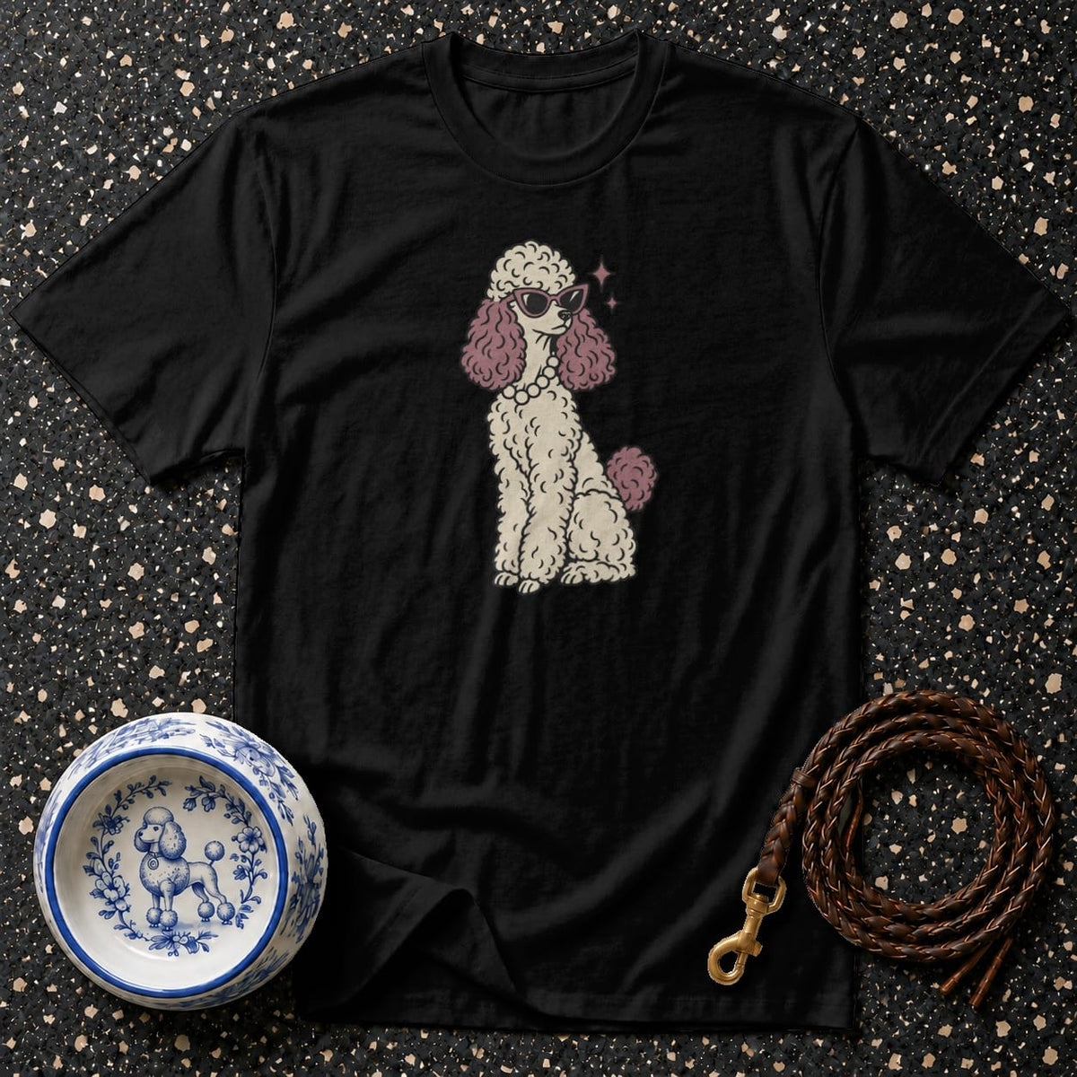T-shirt Vintage Glam Poodle T-Shirt Poodle With Sunglasses T-Shirt | Premium Dog Apparel