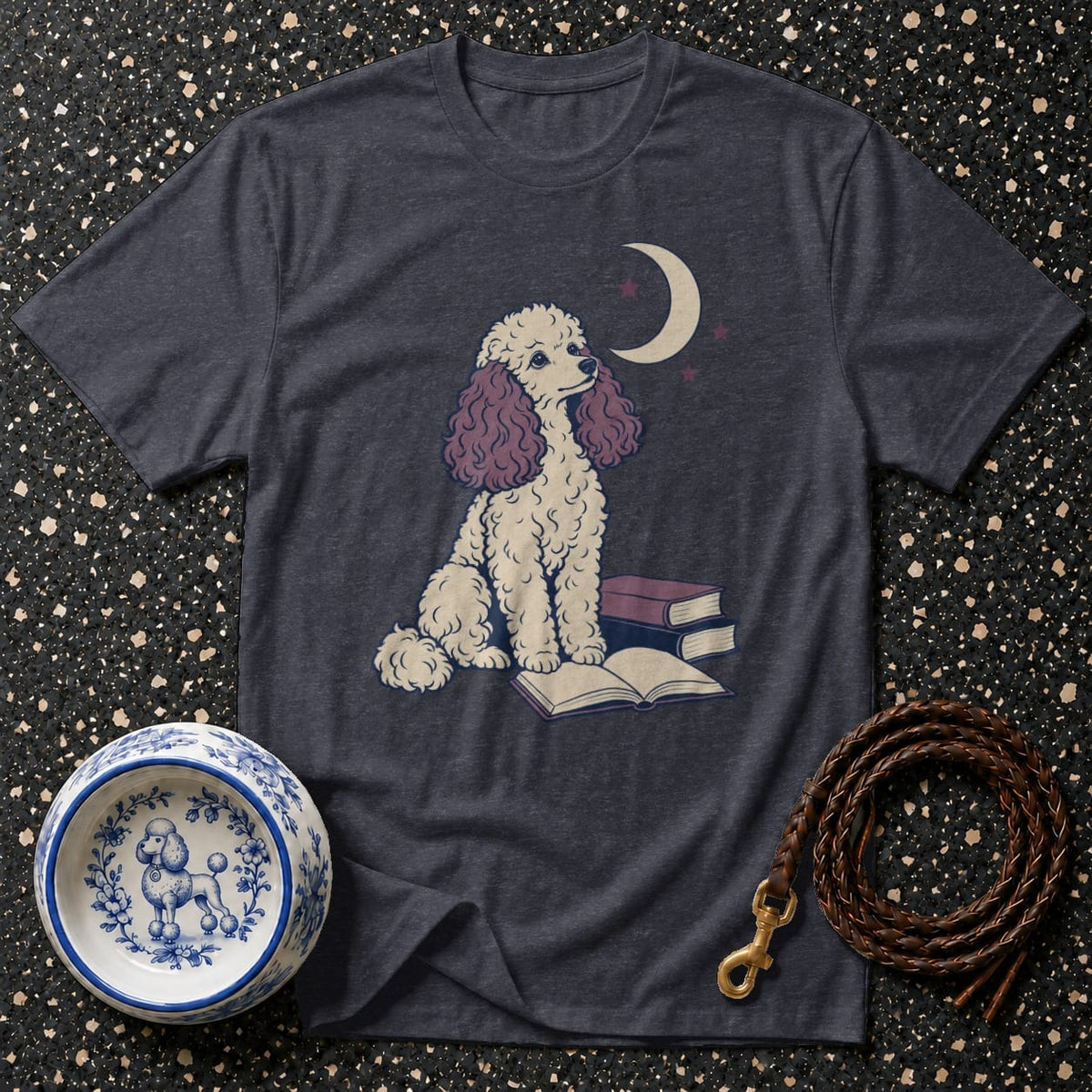 T-shirt Midnight Scholar Poodle T-Shirt Poodle Reading T-Shirt | Dreamy Dog Apparel