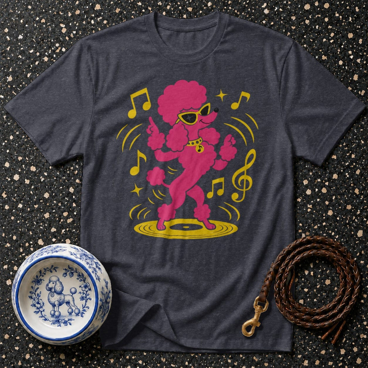 T-shirt Groovy Pink Poodle T-Shirt Dancing Poodle T-Shirt | Retro Dog Tee