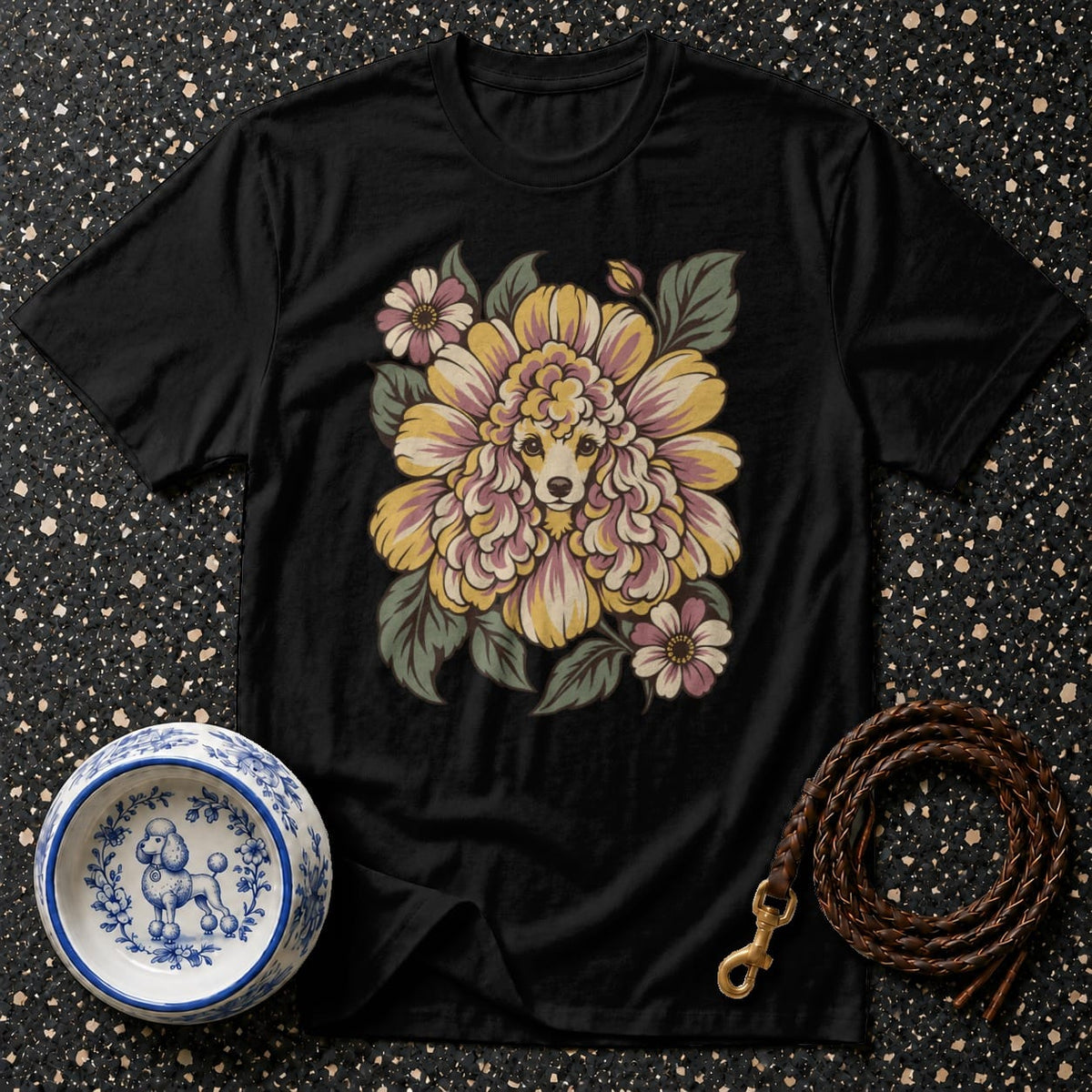T-shirt Vintage Floral Poodle T-Shirt Poodle Flower T-Shirt | Premium Dog Apparel