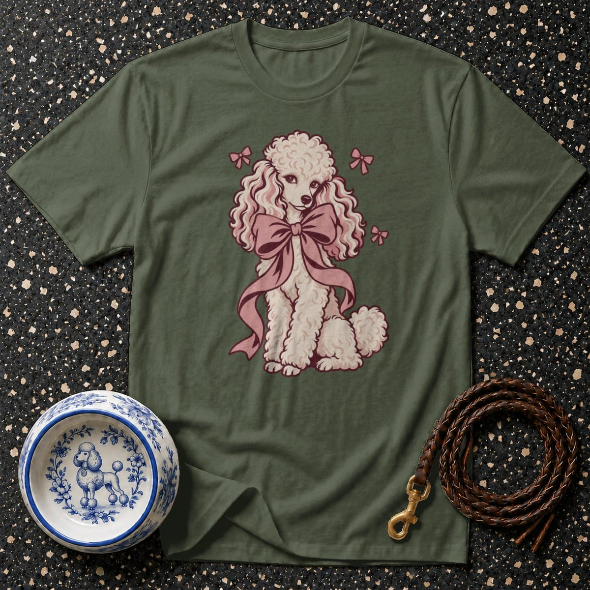 T-shirt Vintage Coquette Bow Poodle T-Shirt Poodle with Bow T-Shirt | Premium Dog Apparel