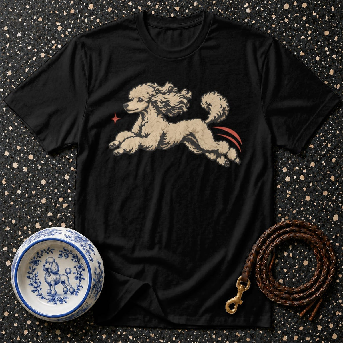 T-shirt Retro Leaping Poodle T-Shirt Jumping Poodle T-Shirt | Vintage Dog Graphic Tee
