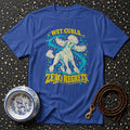 Blue t-shirt with poodle graphic and text "Wet Curls. Zero Regrets."