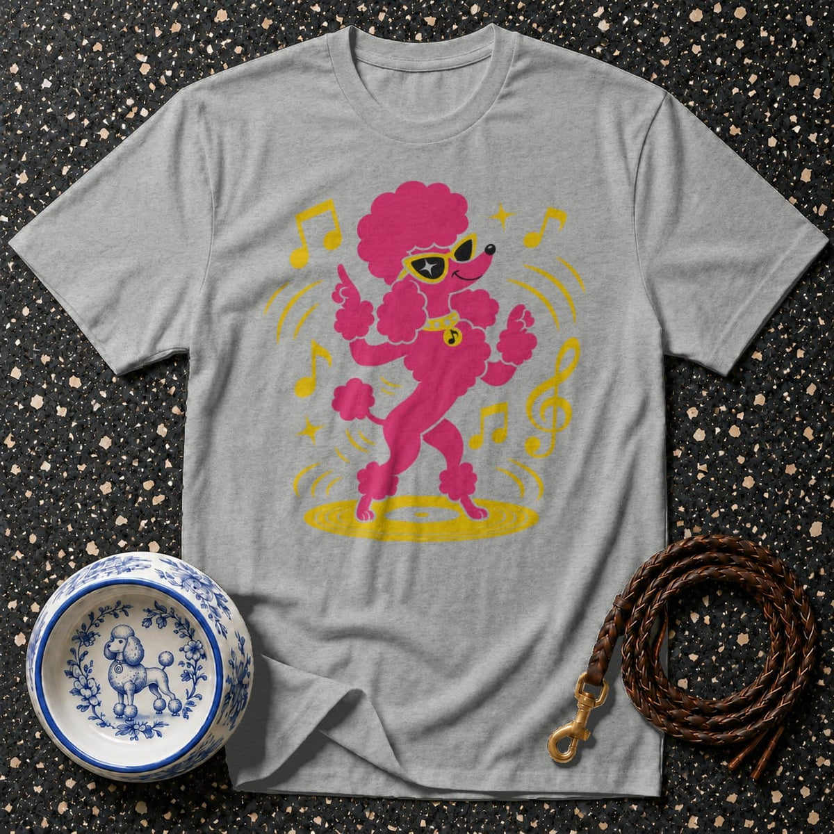 T-shirt Groovy Pink Poodle T-Shirt Dancing Poodle T-Shirt | Retro Dog Tee