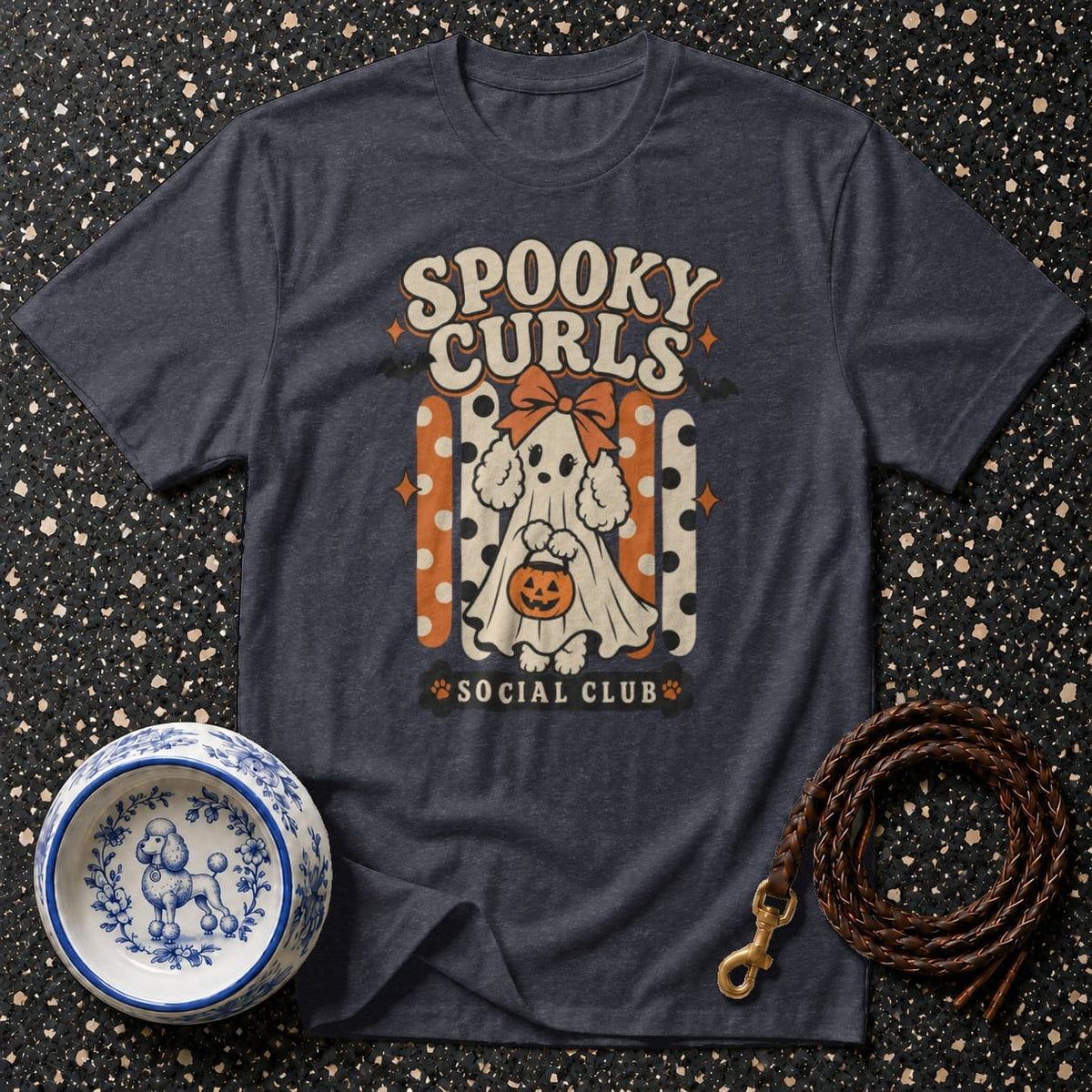 Spooky Curls Ghost Poodle T-Shirt Spooky Curls Ghost Dog T-Shirt | Premium Apparel