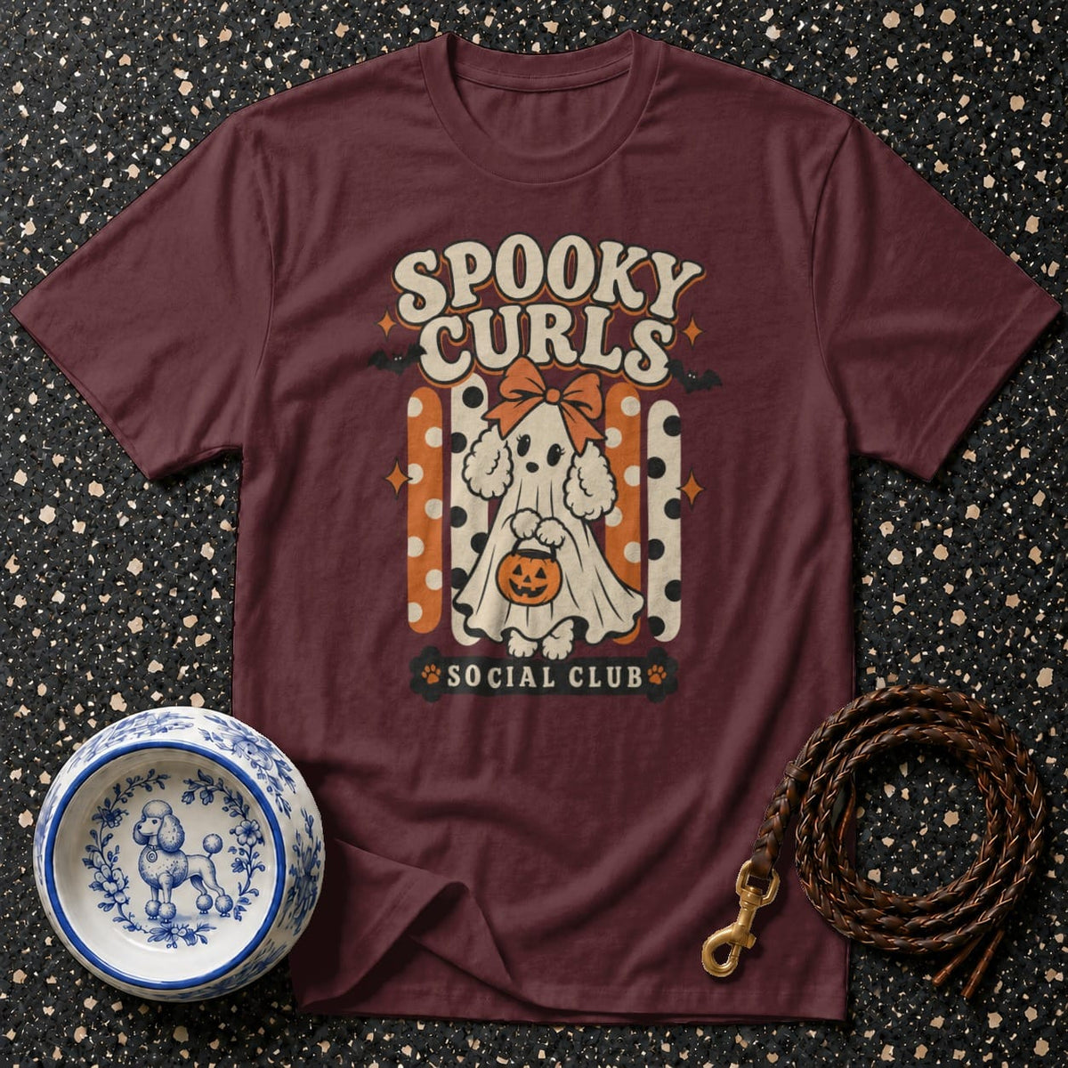 Spooky Curls Ghost Poodle T-Shirt Spooky Curls Ghost Dog T-Shirt | Premium Apparel