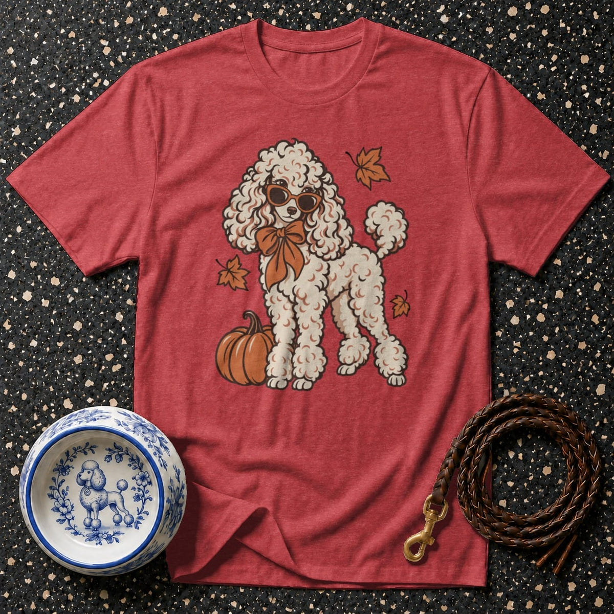 T-shirt Autumn Chic Poodle T-Shirt Poodle Pumpkin Spice T-Shirt | Premium Dog Apparel