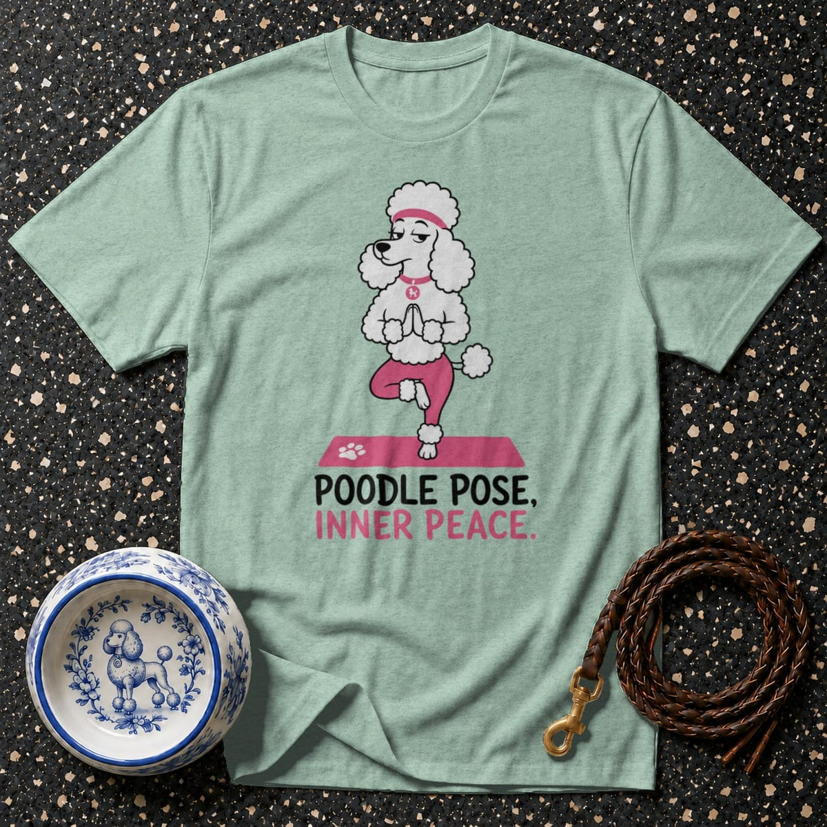 T-shirt Poodle Pose Yoga T-Shirt Poodle Pose Inner Peace T-Shirt | Yoga Dog Apparel