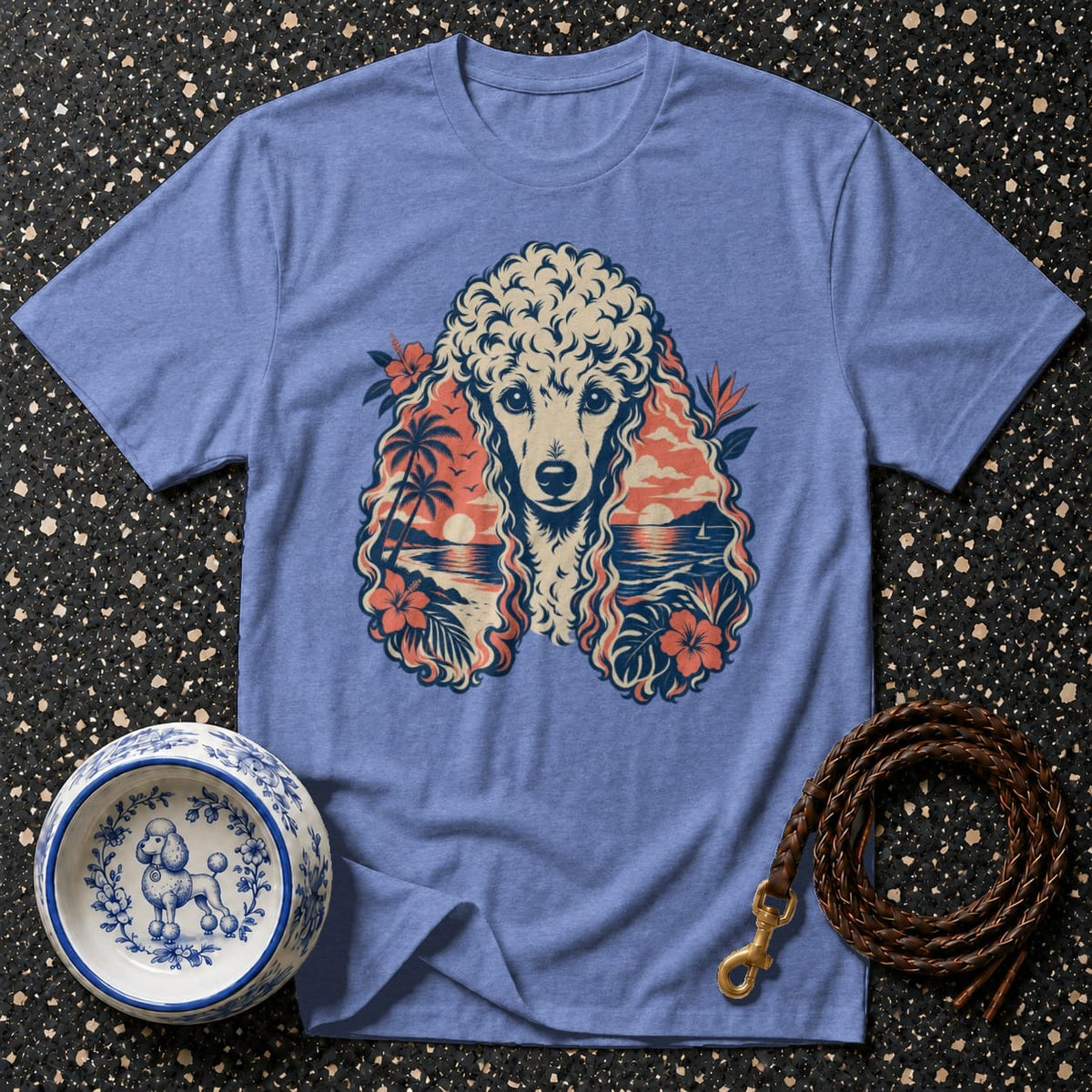 T-shirt Tropical Sunset Poodle T-Shirt Poodle Tropical Sunset T-Shirt | Premium Dog Apparel