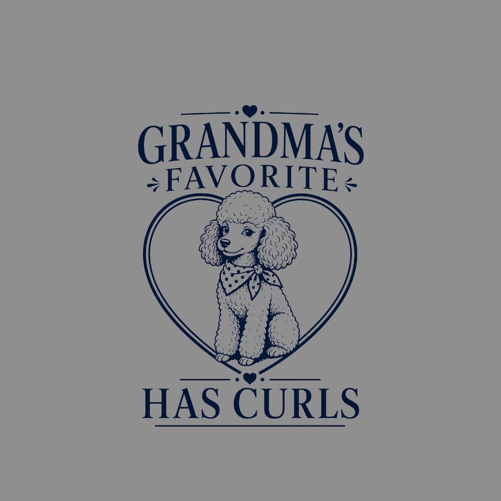Grandma's favorite has curls text with a poodle inside a heart.