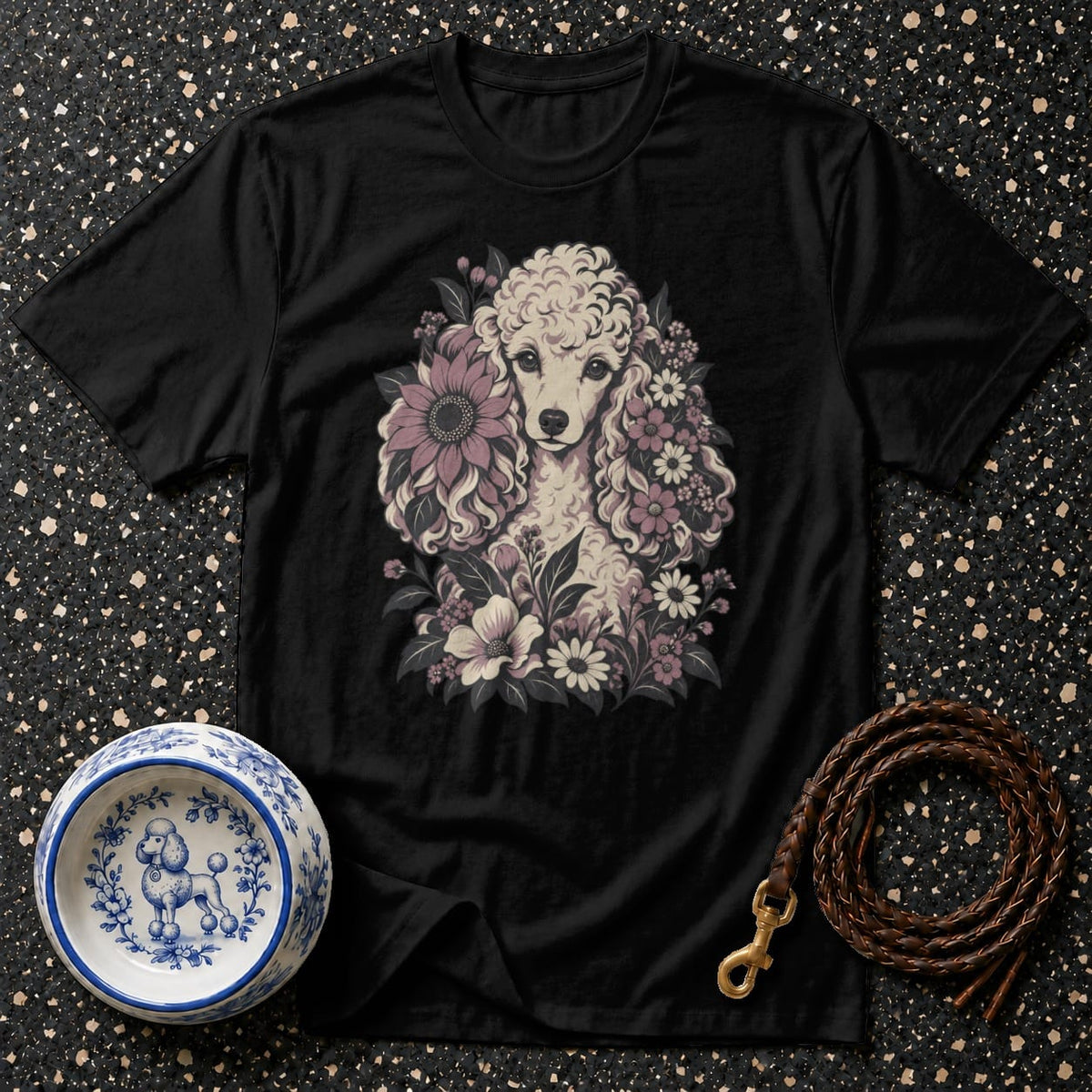 T-shirt Vintage Floral Poodle T-Shirt Poodle Floral Art T-Shirt | Premium Dog Apparel