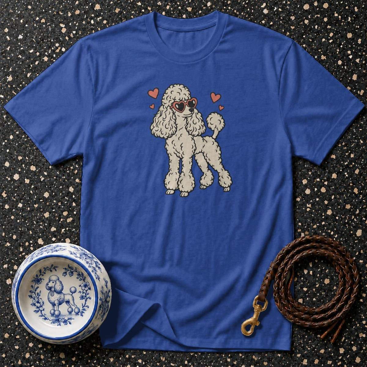 T-shirt Chic Heart Glasses Poodle T-Shirt Poodle Heart Sunglasses T-Shirt | Premium Dog Apparel