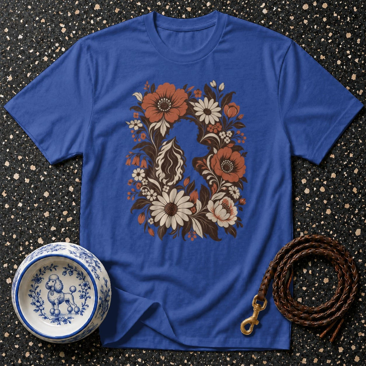 T-shirt Floral Poodle Silhouette T-Shirt Poodle Floral Silhouette T-Shirt | Premium Apparel
