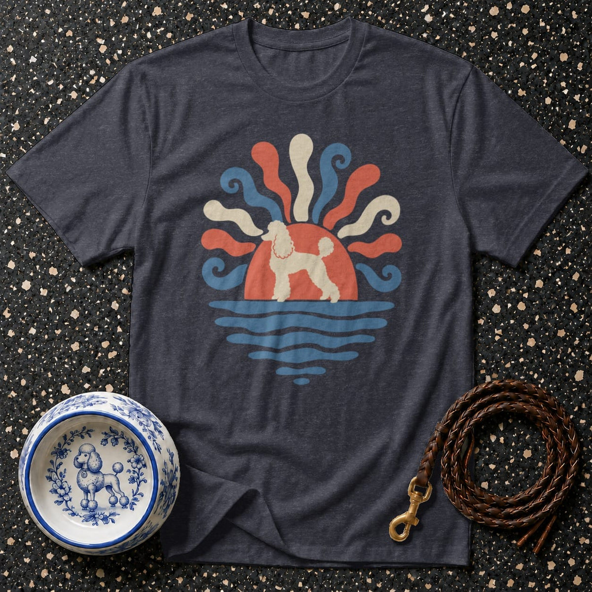T-shirt Retro Poodle Sunset T-Shirt Retro Poodle Sun T-Shirt | Premium Dog Apparel