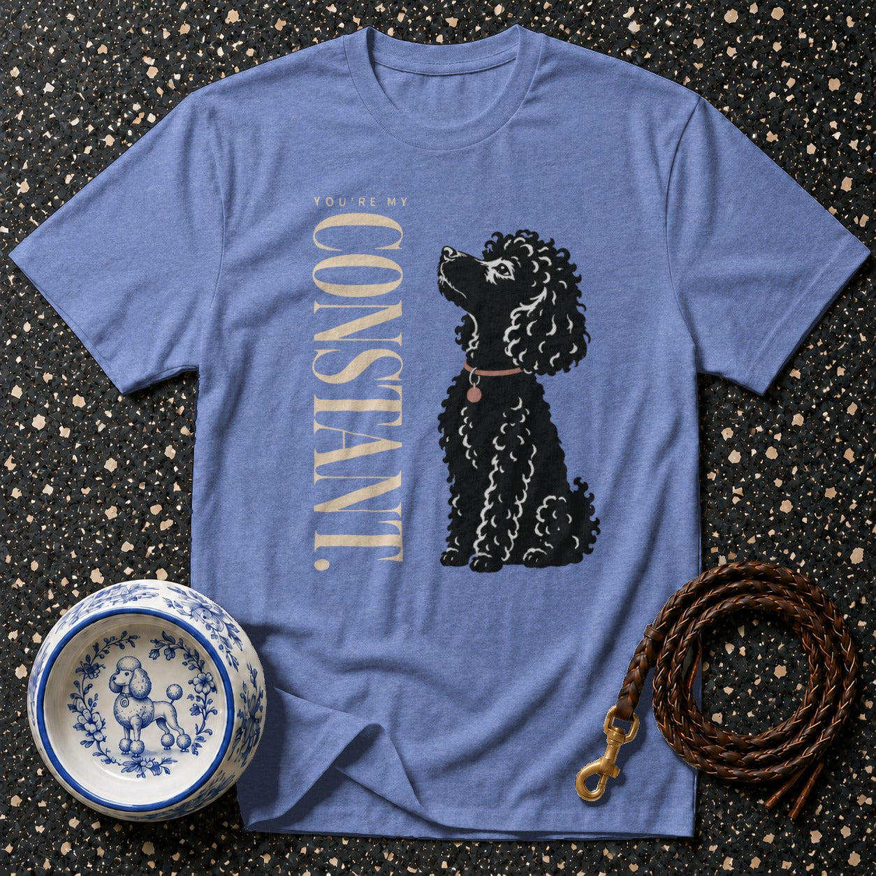 T-shirt with black poodle graphic and "You're My Constant" text.