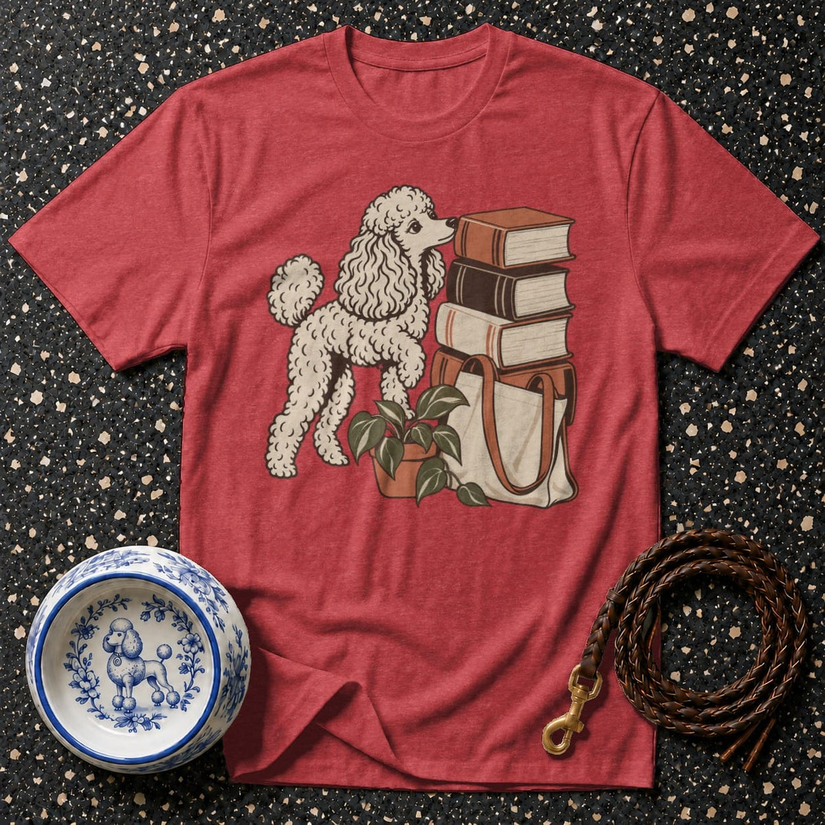 T-shirt Bookish Poodle Graphic T-Shirt Poodle Reading T-Shirt | Premium Dog Lover Apparel